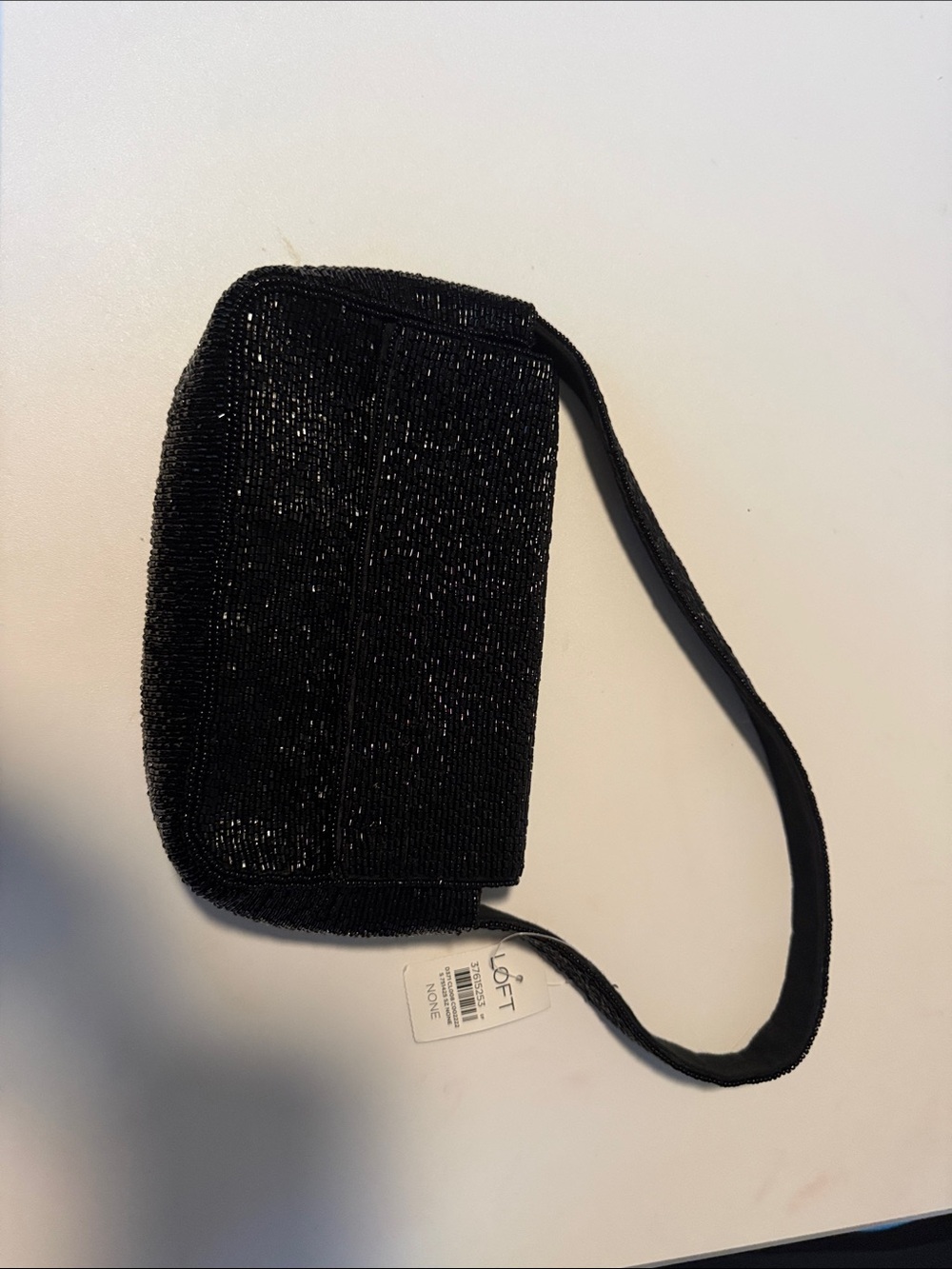 LOFT Black Beaded Wristlet Clutch